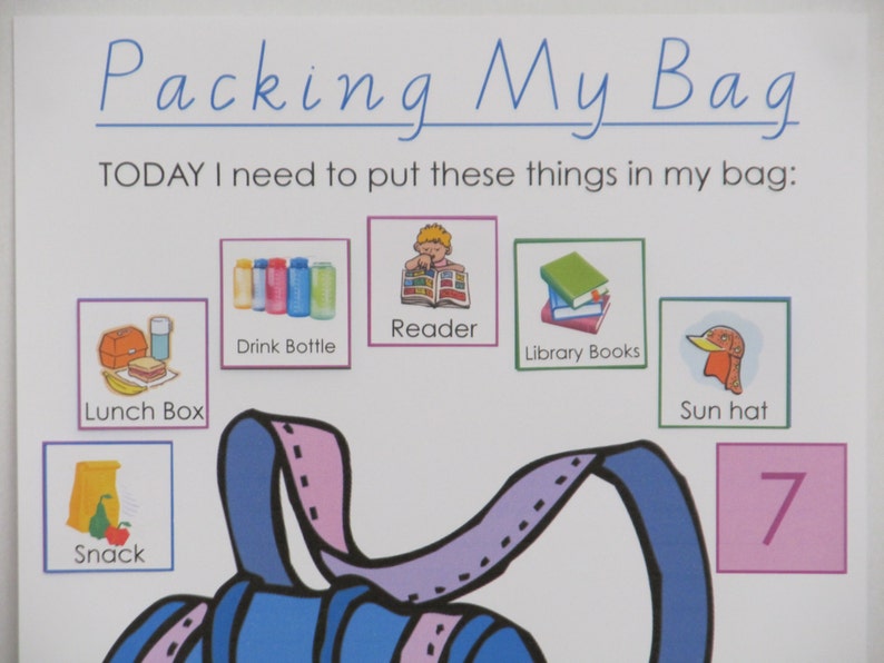Packing My Bag Routine Chart Etsy