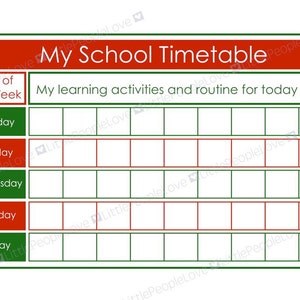 My School Timetable (Green/Red)