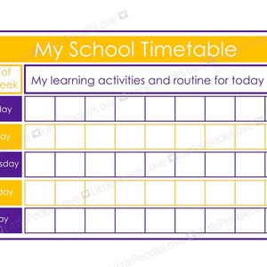 My School Timetable (Purple/Yellow)