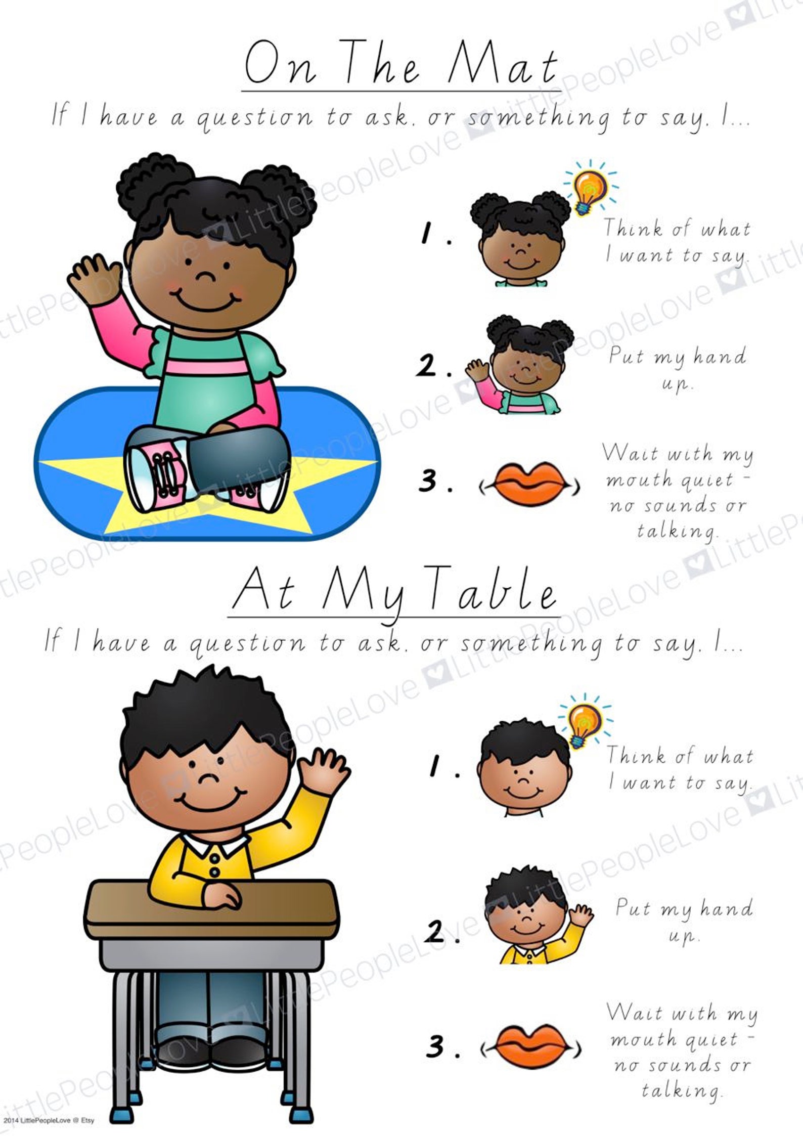 How to Put My Hand Up Classroom Poster | Etsy