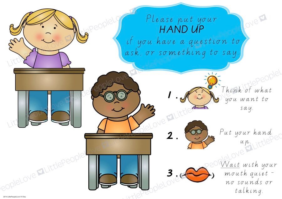 Putting Your Hand up Classroom Poster Etsy Canada