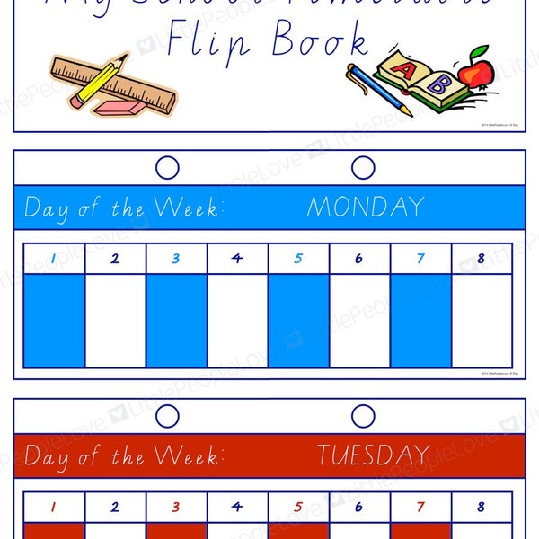 My School Timetable Flip Book