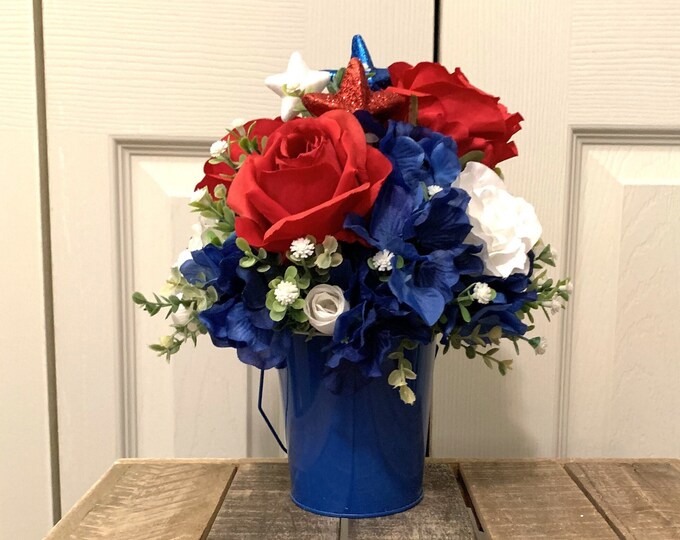 Affordable Red White and Blue Artificial Floral Arrangement Etsy
