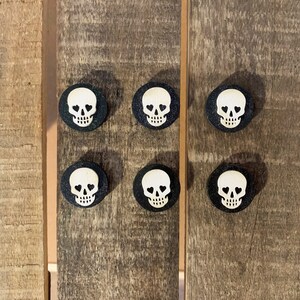 Six Hand Painted Skull Magnets - Halloween Skull Decorations - Skull Refrigerator Magnets