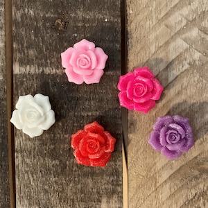 Rose Magnets that Sparkle - Strong Flower Magnets - Stocking Stuffer - Hostess Gift - Pretty Magnets - Rare Earth Magnets - Secret Santa