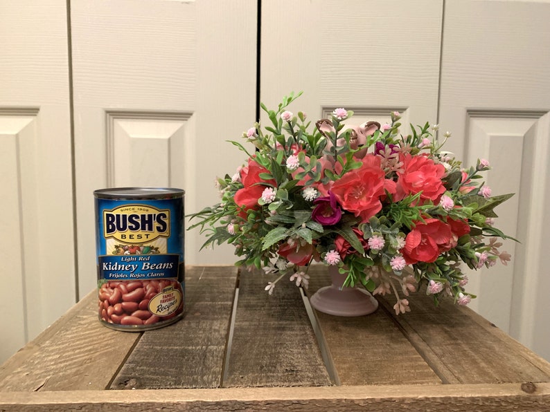 Small Artificial Flower Centerpiece With Rustic Ceramic Pig Etsy