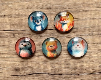 Aquarel dierenmagneten - sterke zeldzame-aardemagneten - koelkastmagneten dieren - betaalbaar magneetcadeau