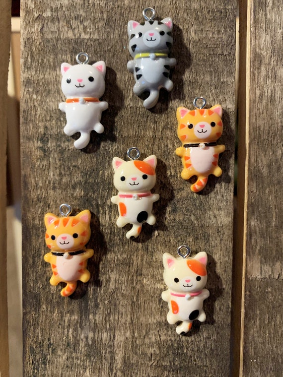 Six Cat Charms - DIY Cat Charms - Cat Crafts - Acrylic Kitty Charms - DIY Cat Crafts for Kids