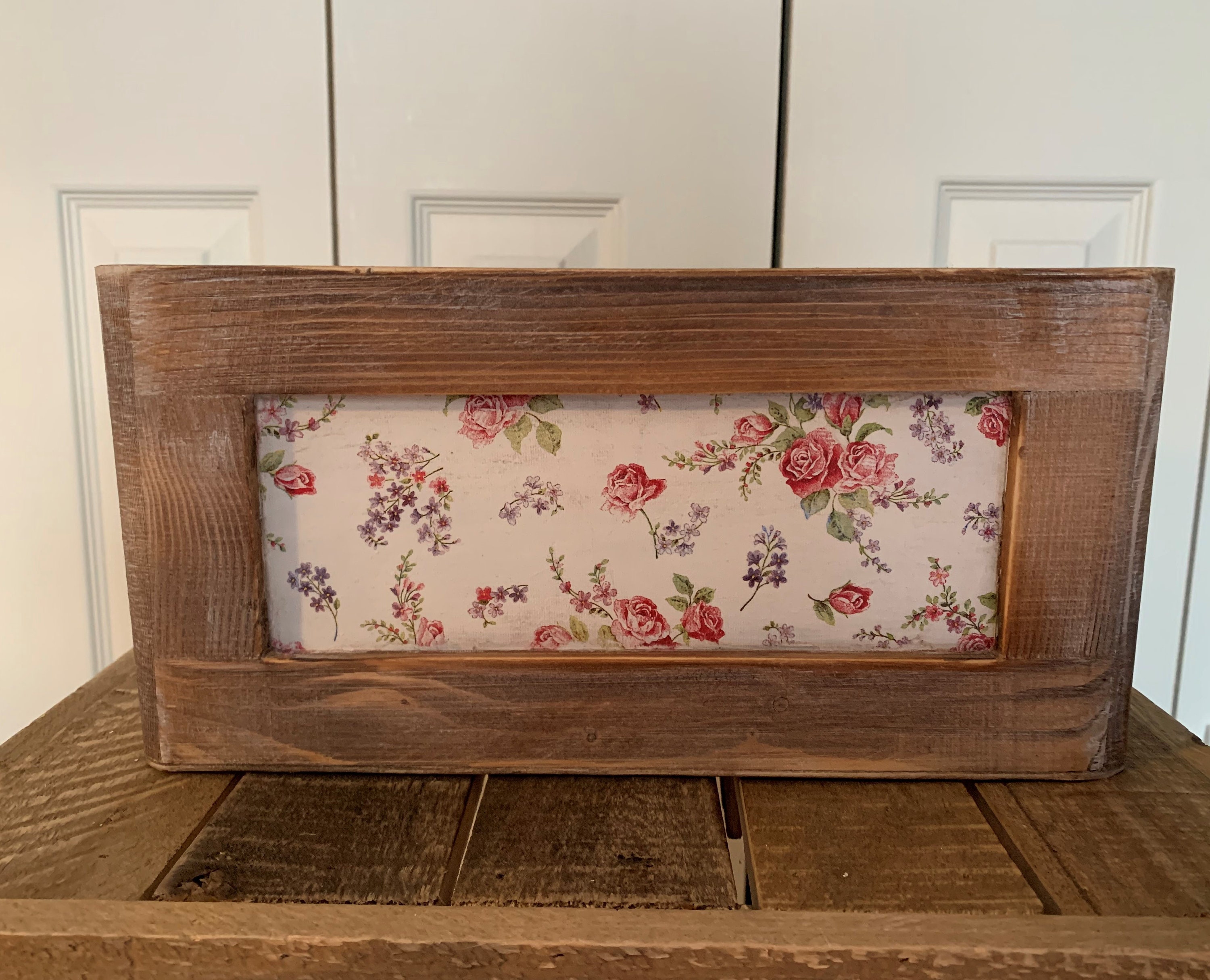 Shabby Chic Decoupaged Box - Rustic Box With Flowers - Decoupage Napkin ...