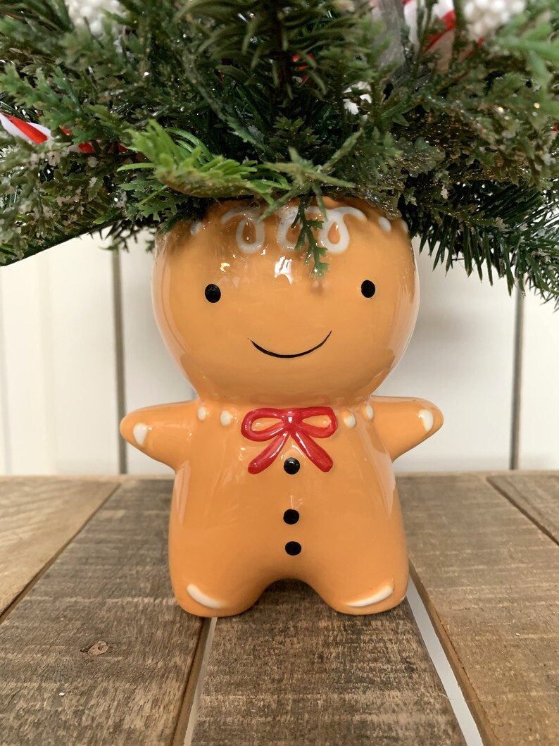 Gingerbread Man Floral Arrangement With Artificial Candy Etsy