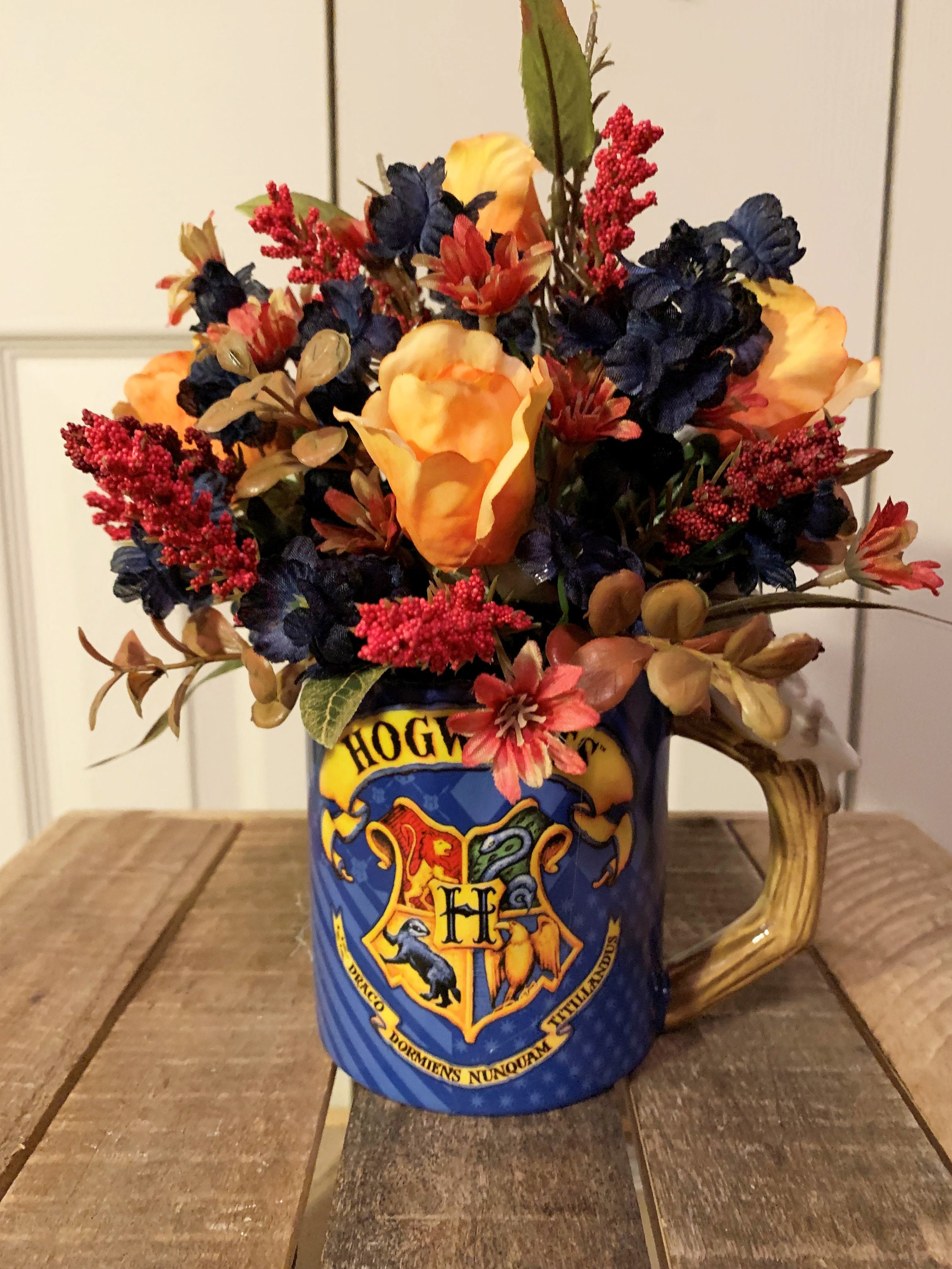Hogwarts Hedwig Coffee Cup Floral Arrangement Artificial Etsy