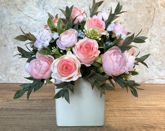 Small Artificial Floral Arrangement in Shades of Pink with Greenery - Everyday Floral