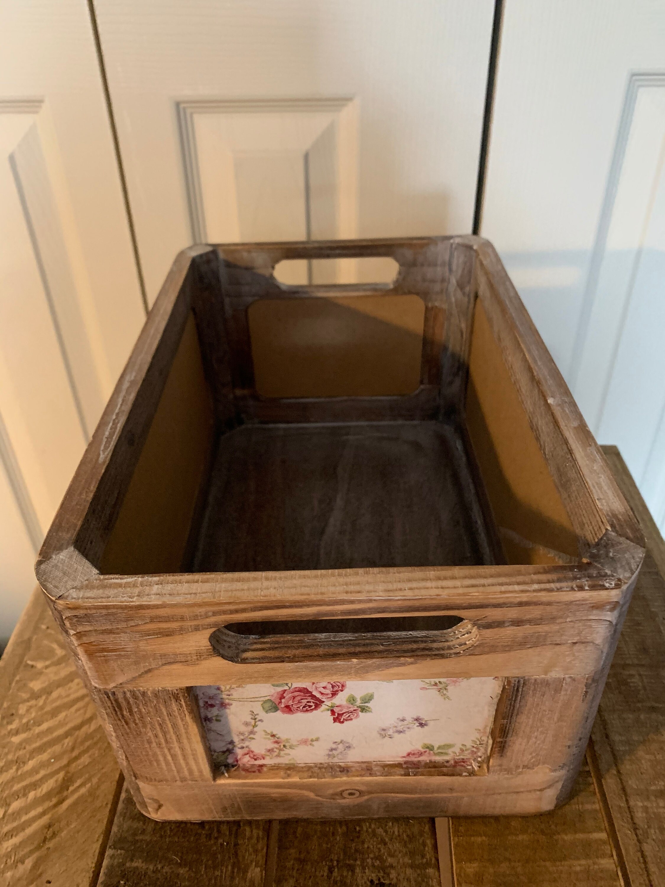 Shabby Chic Decoupaged Box - Rustic Box With Flowers - Decoupage Napkin ...