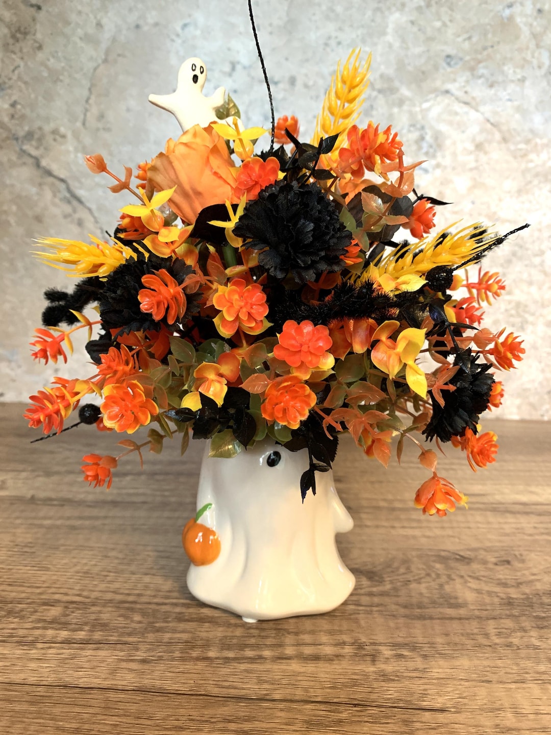 Ceramic Ghost Halloween Floral Arrangement - Handmade Spooky Decor - Etsy