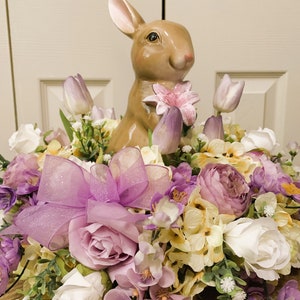 Easter Bunny Rabbit Centerpiece With Lavender, White and Pale Yellow ...