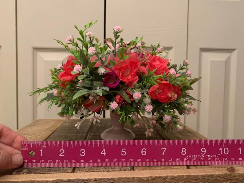 Small Artificial Flower Centerpiece With Rustic Ceramic Pig Etsy