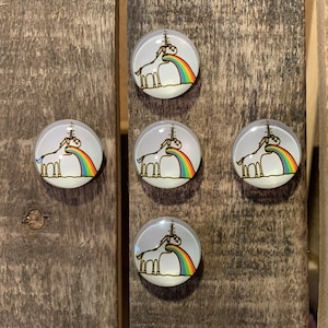 Funny Unicorn Magnets - Unicorns and Rainbow Magnets - Unicorn Magnet Set - Unicorn Gift - Unicorn Throwing Up Rainbow - I Love Unicorns