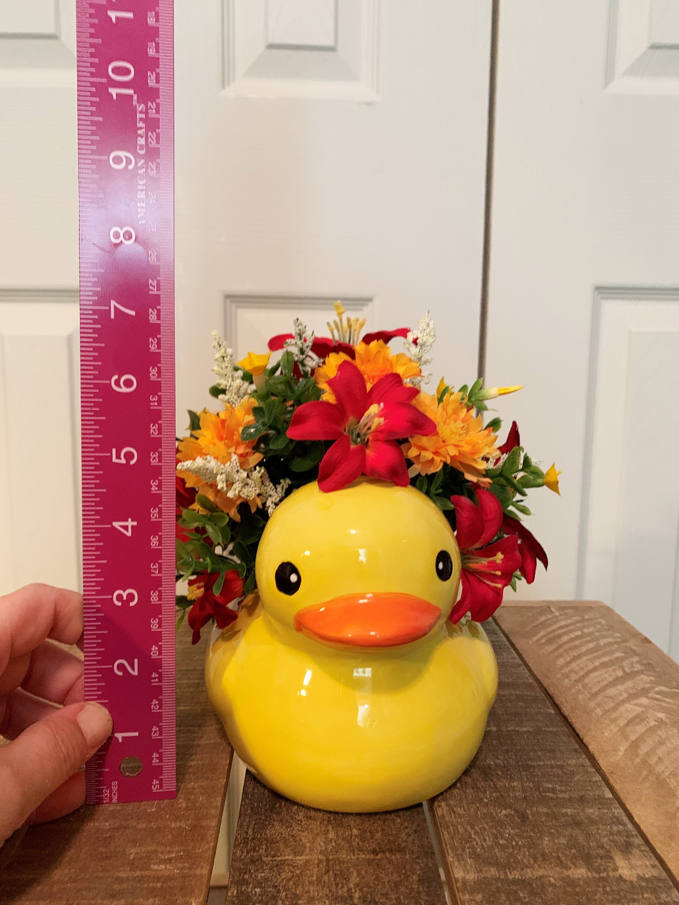 Ceramic Yellow Duck Floral Arrangement Artificial Flowers in Etsy