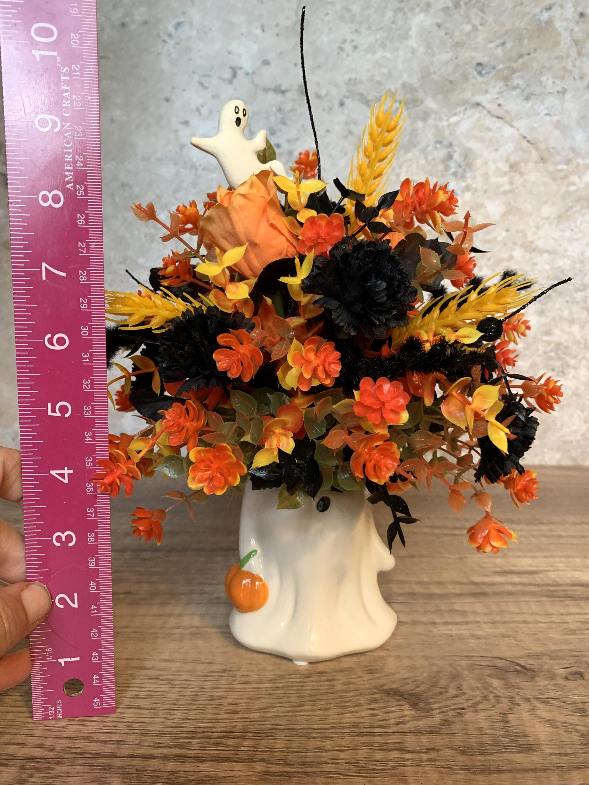 Ceramic Ghost Halloween Floral Arrangement - Handmade Spooky Decor - Etsy