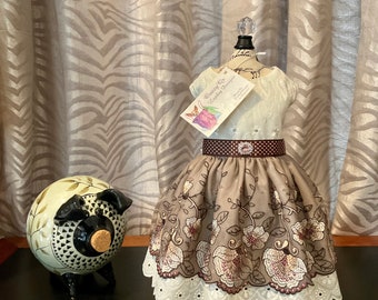 Eyelet and lace dog dress. Size medium