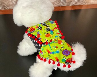 Colorful happy bugs dog vest size medium