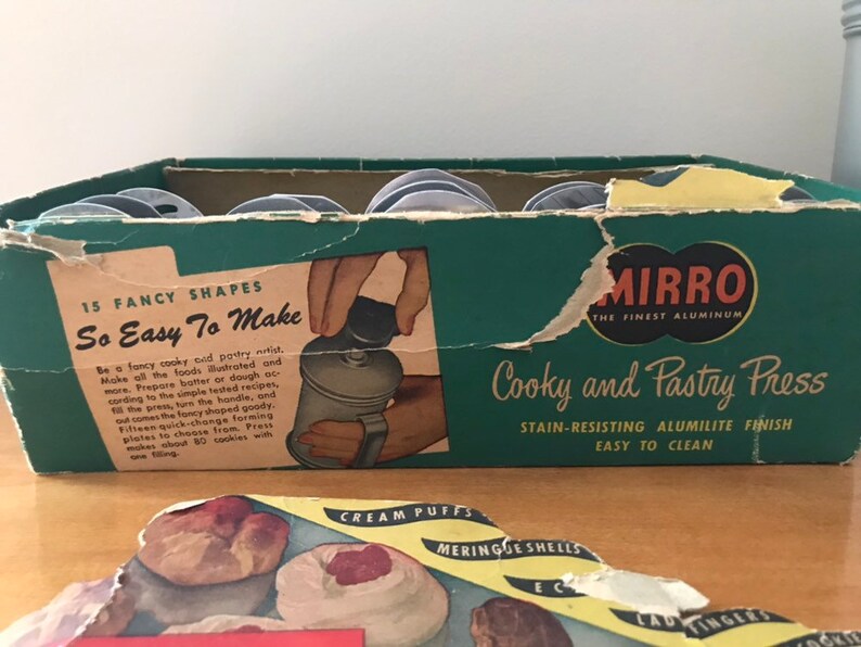 Spritz Cookie Press Vintage Baking Vintage Original In Box Set Of Mirro Cookie Pastry Press And