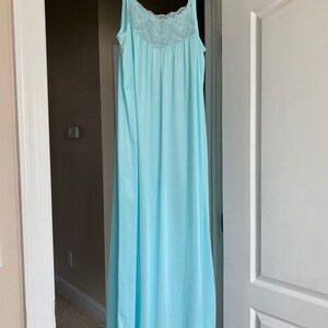 Vintage Texsheen Lingerie Light Turquoise Full Length Peignoir Set Size Small Wedding NightGown and Robe Set Wedding Photos Lingerie image 9