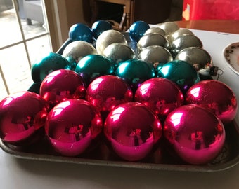 Shiny Brite Lot of 26 Multi Colored Ball Christmas Ornament | Holiday Ornament | Vintage Christmas Ornaments | Retro Decor