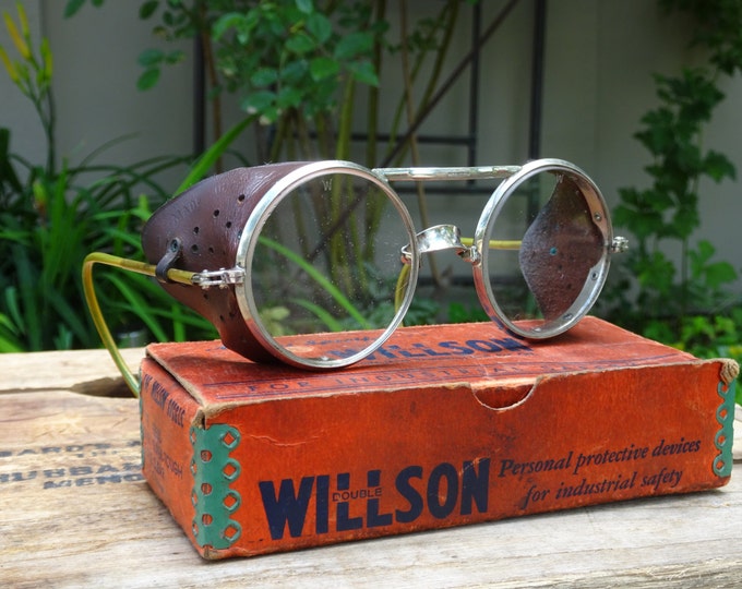 Vintage Willson Safety Glasses B119 Leather Shields Clear Etsy