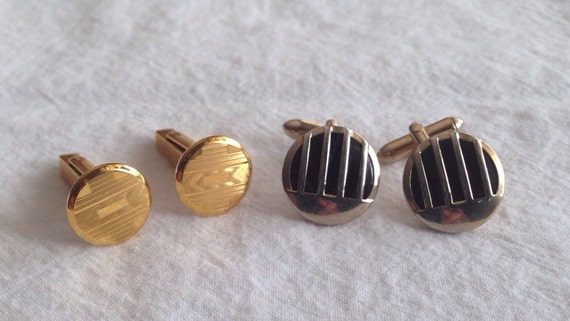 Vintage CuffLinks Swank Art Deco Grill Style Corr… - image 1