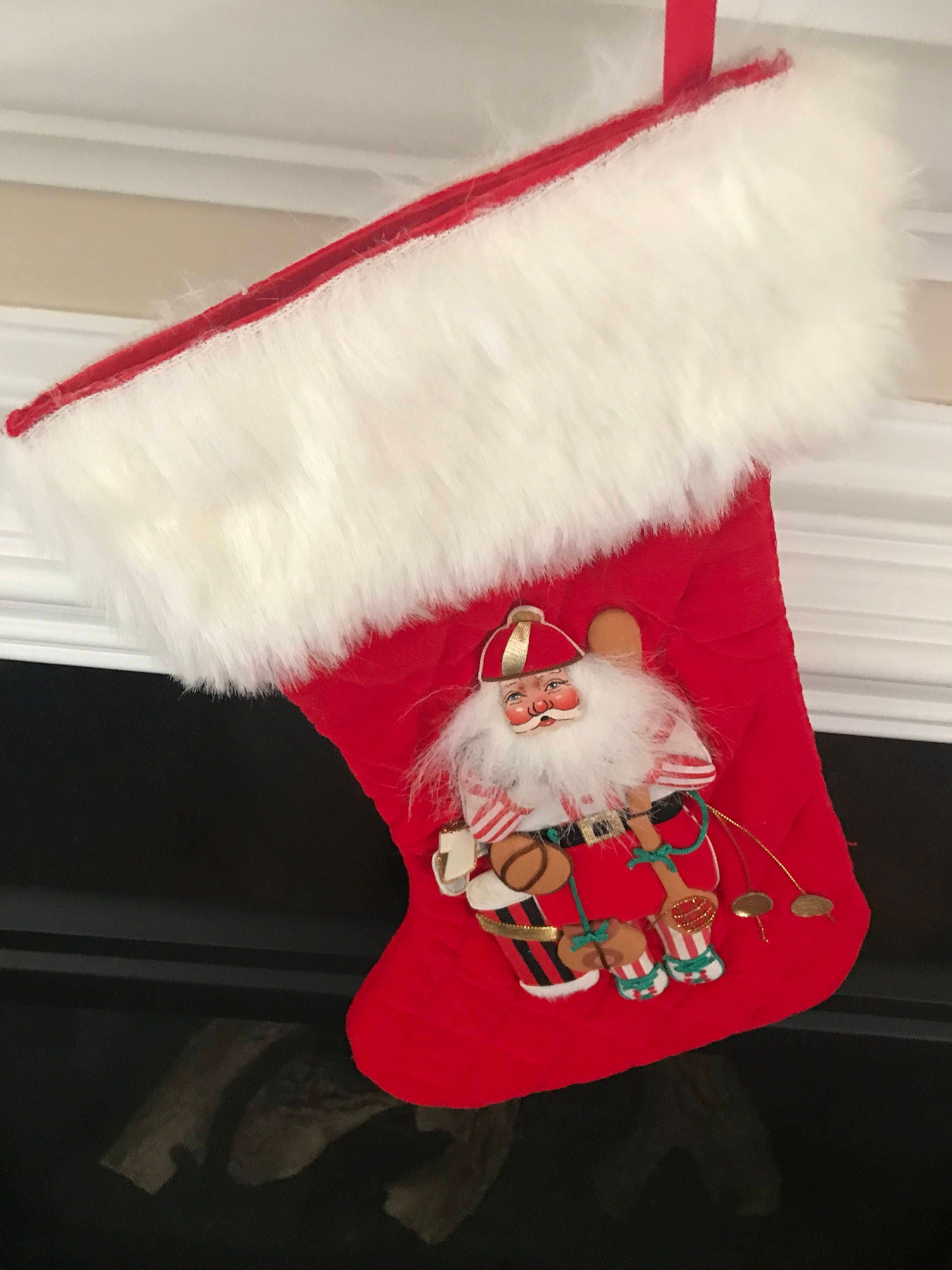 Vintage Red Santa Claus Christmas Stocking Vintage Christmas Etsy