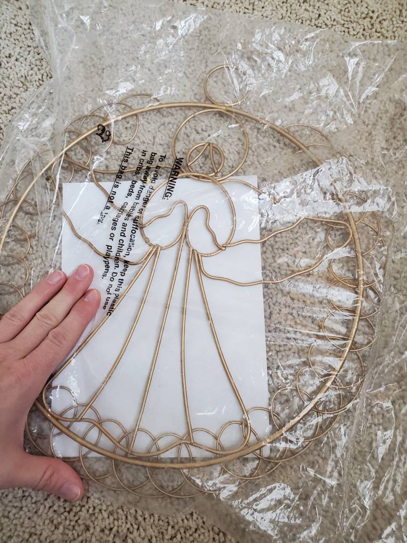 Vintage 80s Angel Metal Christmas Card Holder Vintage Christmas New old Stock in Original Packaging