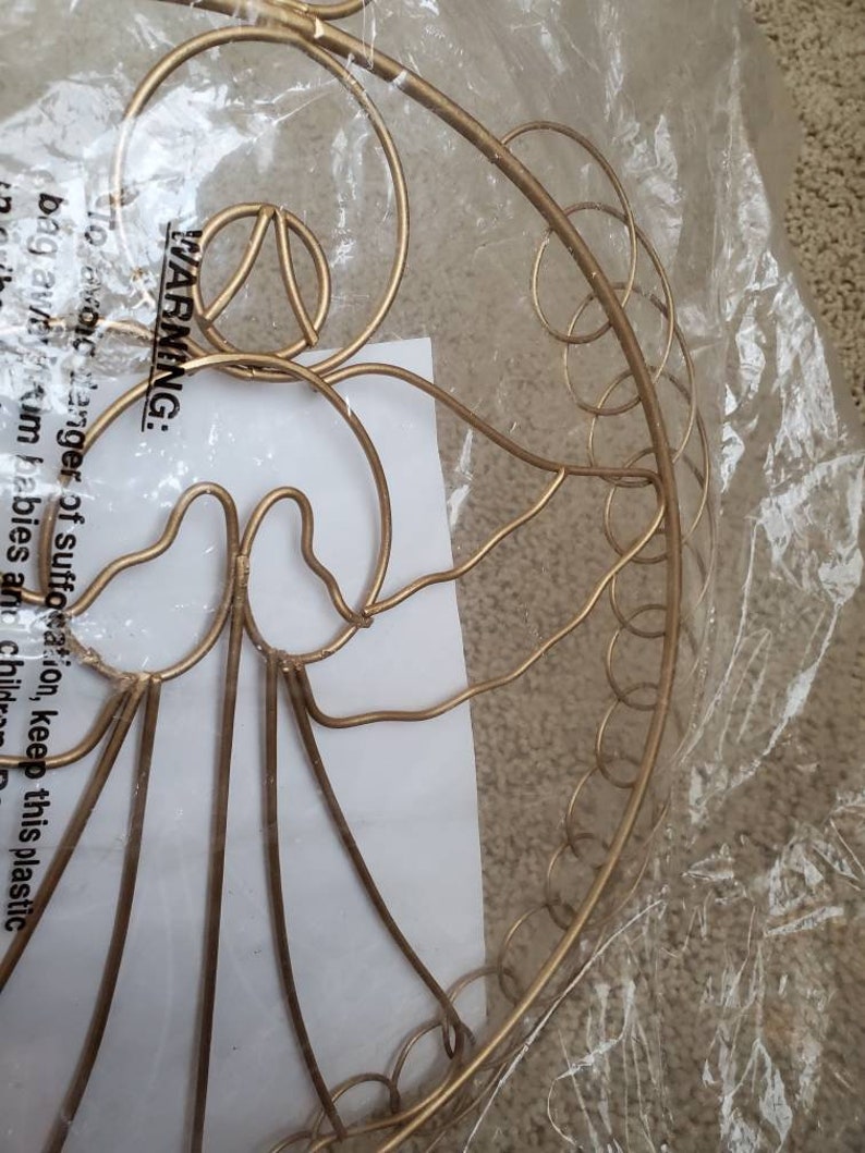 Vintage 80s Angel Metal Christmas Card Holder Vintage Christmas New old Stock in Original Packaging