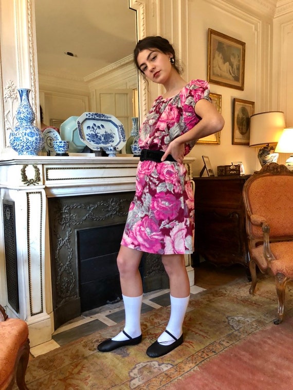 Short Sleeves Rose-Printed Mini Summer Dress Short Sleeves Rose-Printed Mini Summer Dress