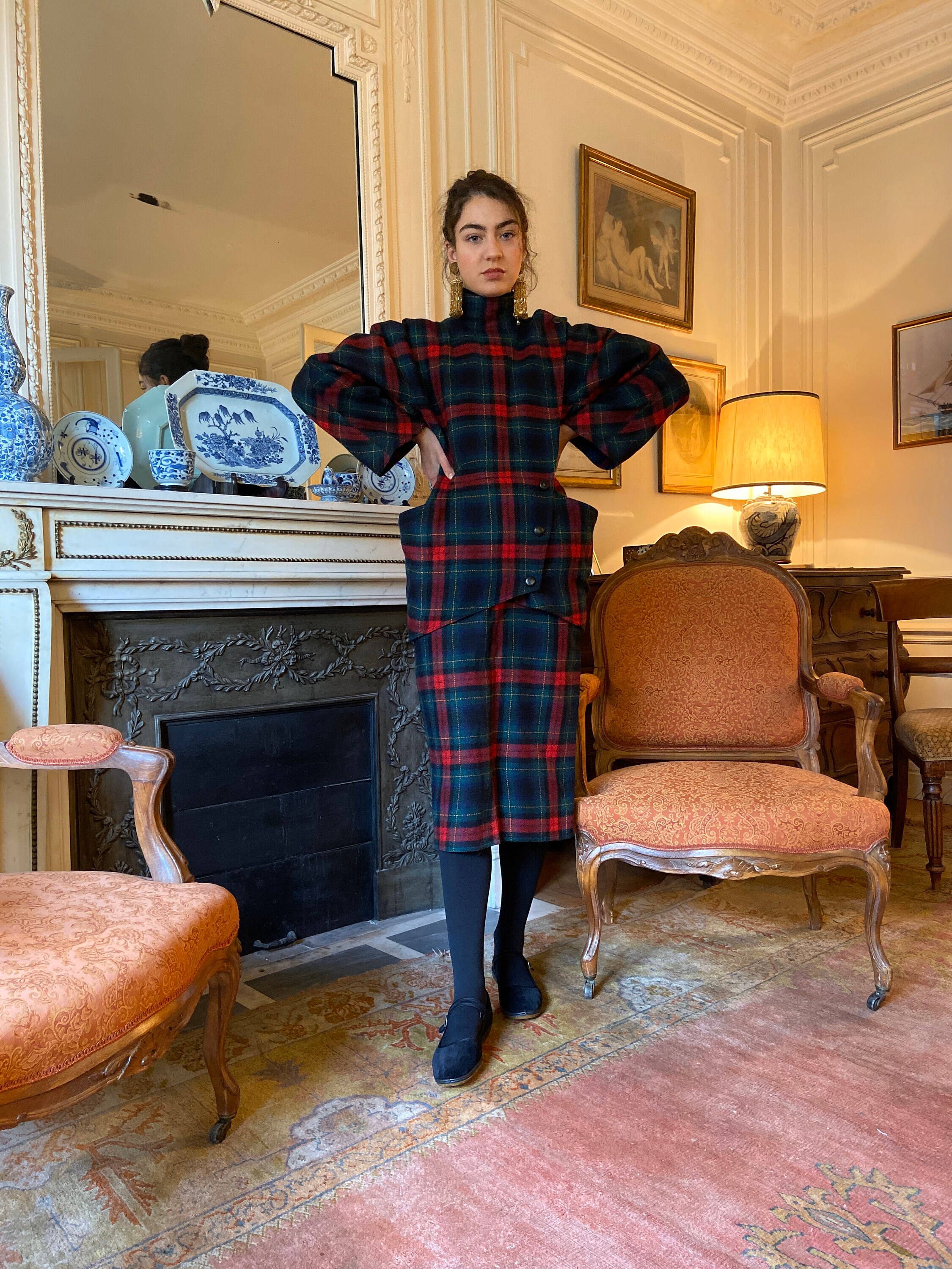 1980s Anne Marie Beretta Navy & Red Plaid Two Piece Jacket - Etsy