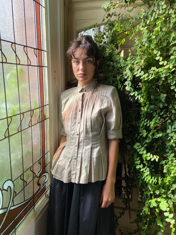 1970s Emmanuelle Khanh pleated blouse, short puffy