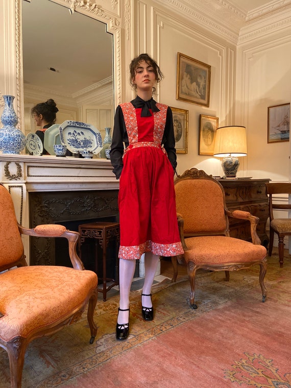 red velvet pinafore dress