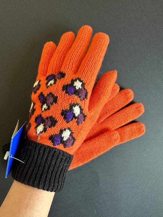 deadstock Yves Saint Laurent knit gloves, orange w