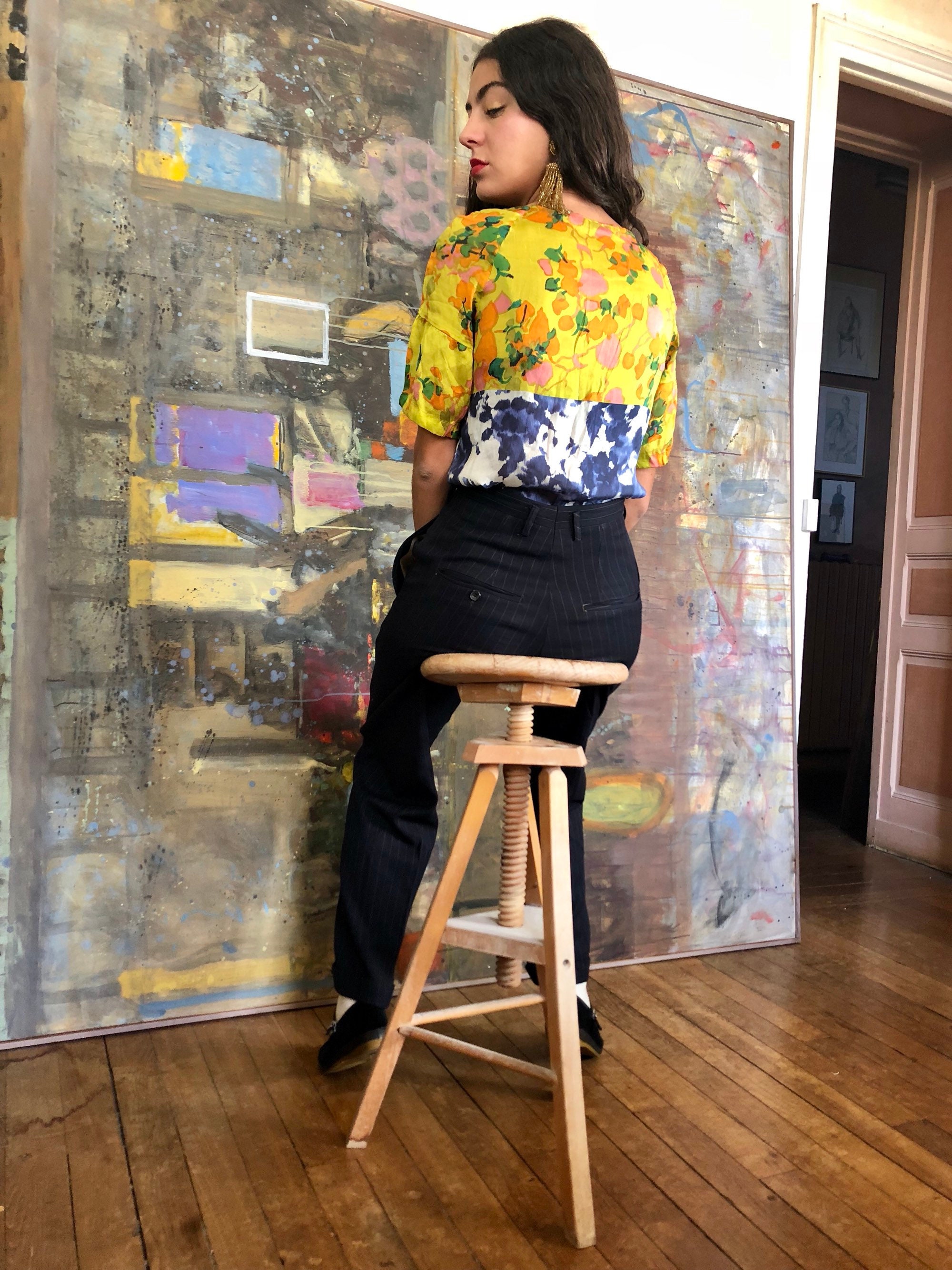 Dries Van Noten Beautiful & Colorful Silk Top, 2 Different
