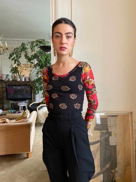 1990s Jean Paul Gaultier Soleil mesh top colorful