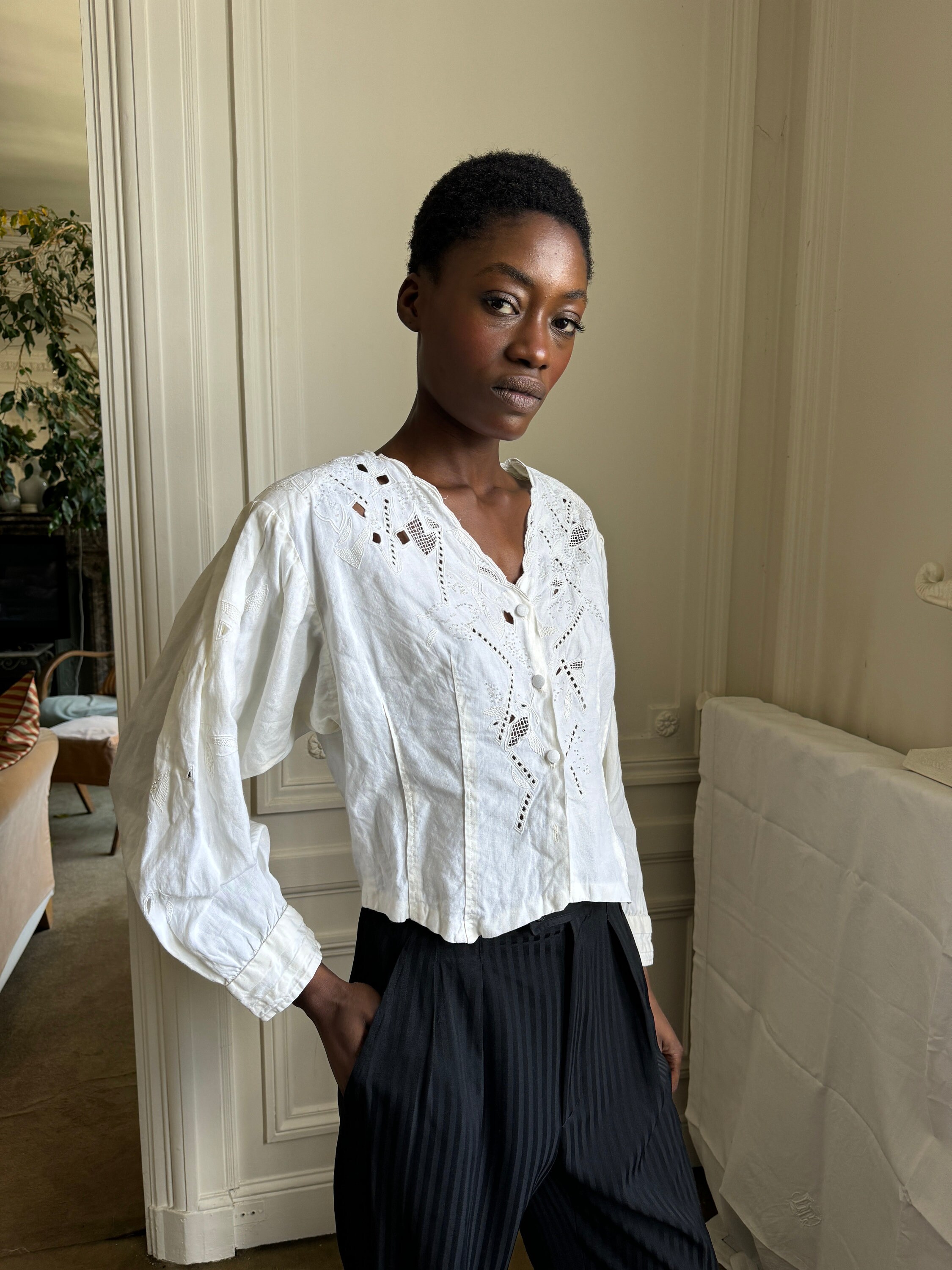 70s EMMANUELLE KHANH Vintage Blouse フリル FUMIKA_UCHIDA - 70s EMMANUELLE KHANH Vintage Blouse フリルの