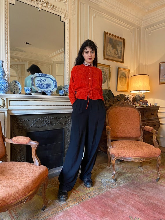 1980s Plein Sud very high waisted black pants, bag