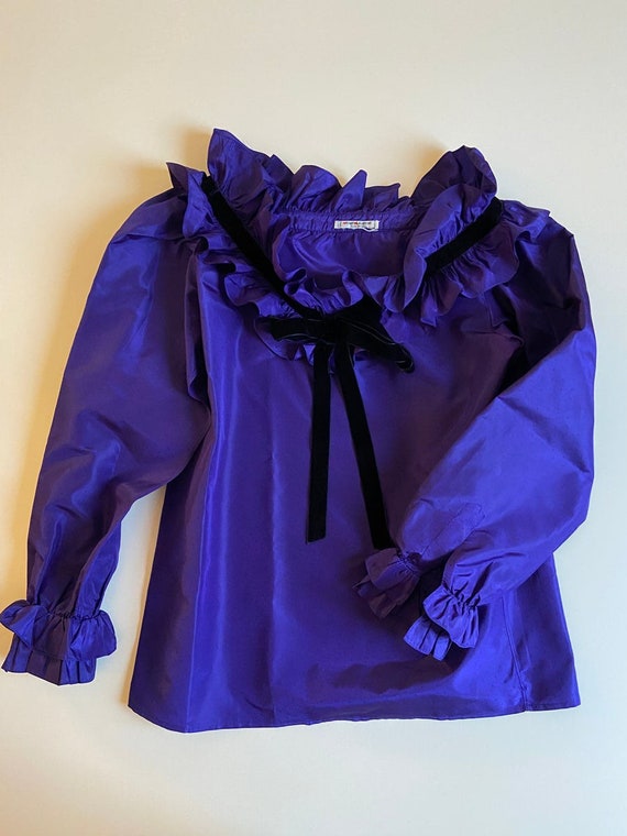 1970s Yves Saint Laurent Rive Gauche purple & bla… - image 4