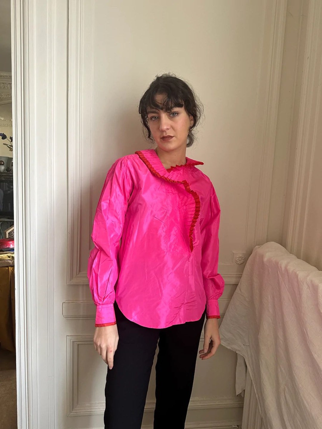 Kels Blouse in Flocked Zebra Taffeta
