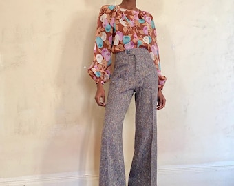 1970s Yves Saint Laurent Rive Gauche tweed pants, gorgeous colorful speckles, high waisted