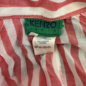 mid 1980s Kenzo open shirt, red and white striped cotton, midi length / osfm image 10