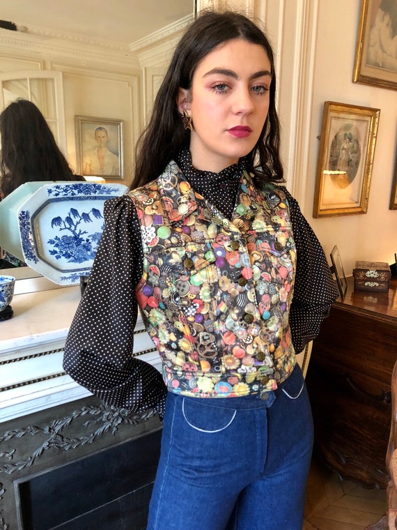 1990s Moschino buttons photo print vest / small -