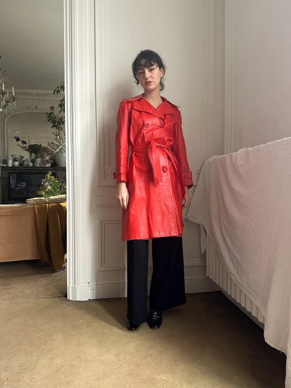Bright red hotsell trench coat