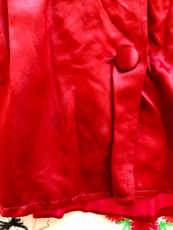 1940s red silk lounge set, jacket and wide short … - image 10