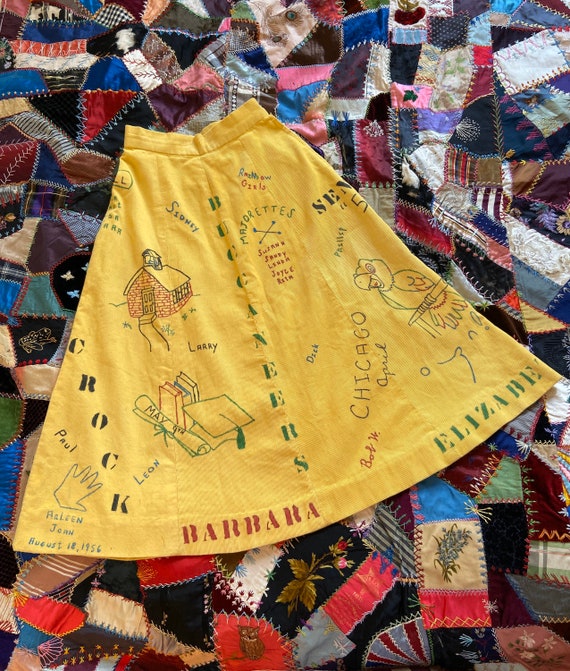 1956 RARE senior cords skirt, yellow corduroy midi